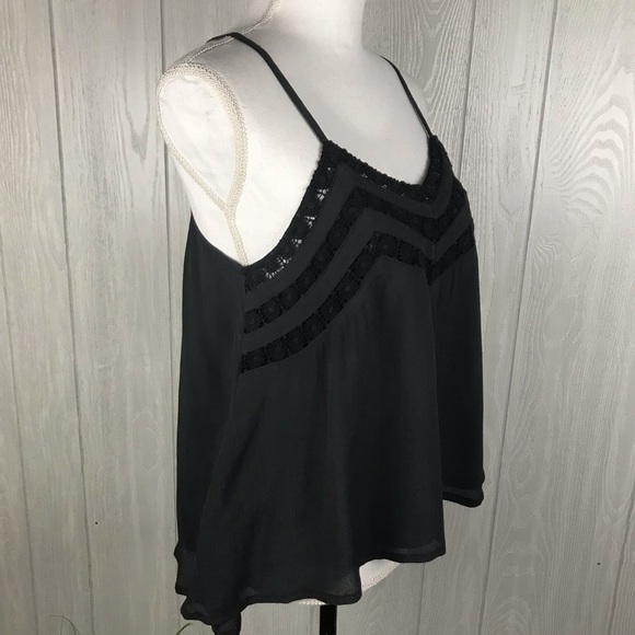 Sea Gypsies gray spaghetti strap lace flowy tank - Picture 4 of 7